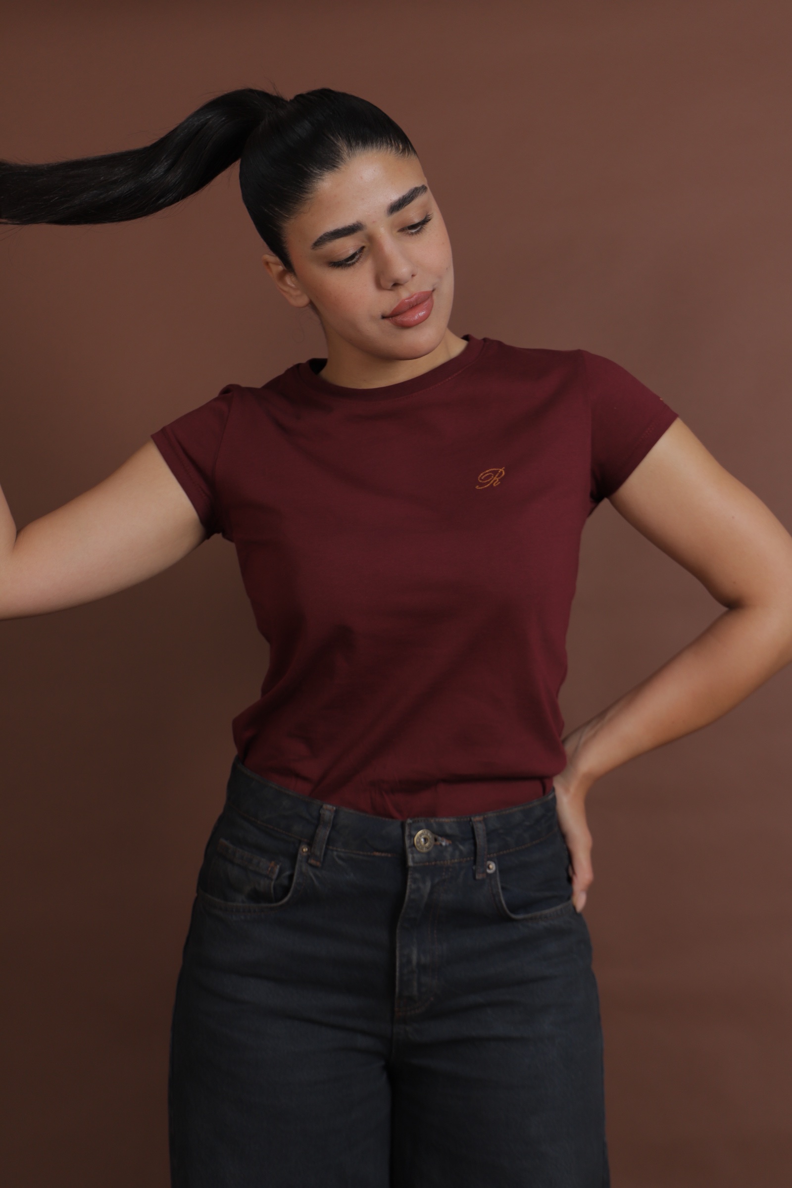 100% Cotton Fitted Burgundy T-Shirt