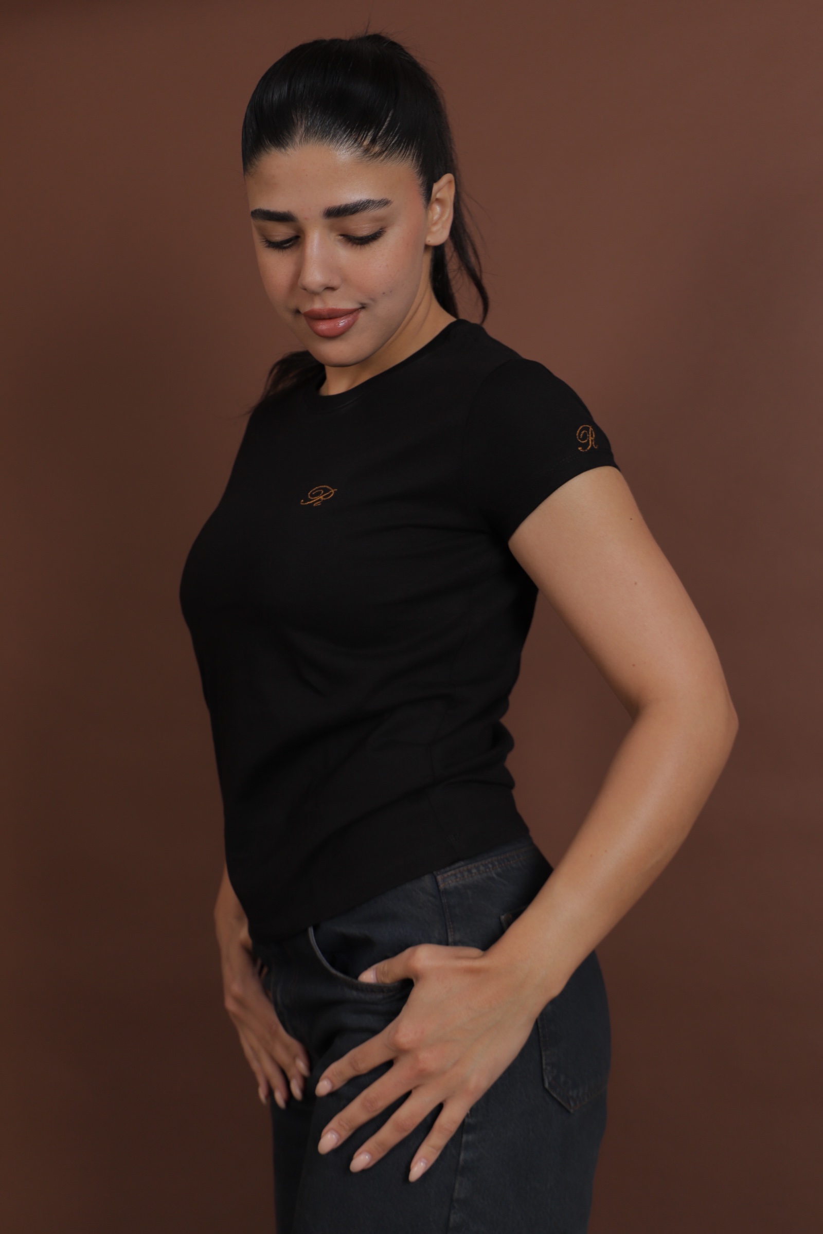 100% Cotton Fitted Black T-Shirt
